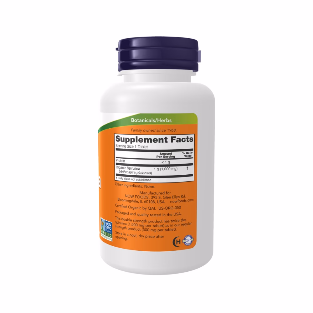 Now Organic Spirulina 1000mg 120 Tablets 2