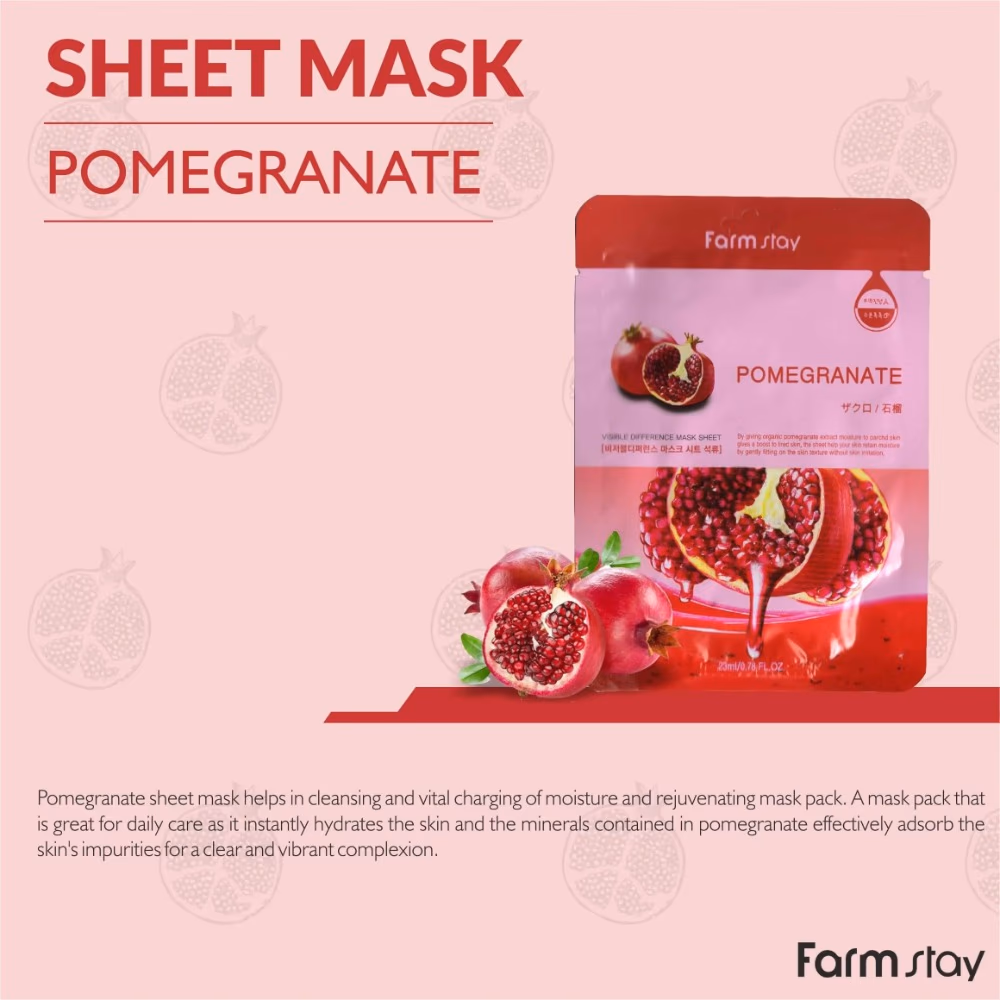 Farm Stay Pomegranate Visible Difference Mask Sheet – 23ml 2