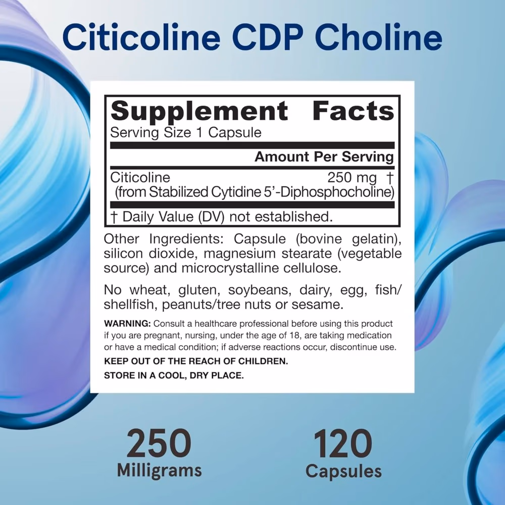 Jarrow Citicoline CDP Choline 250mg 60 Capsules 4