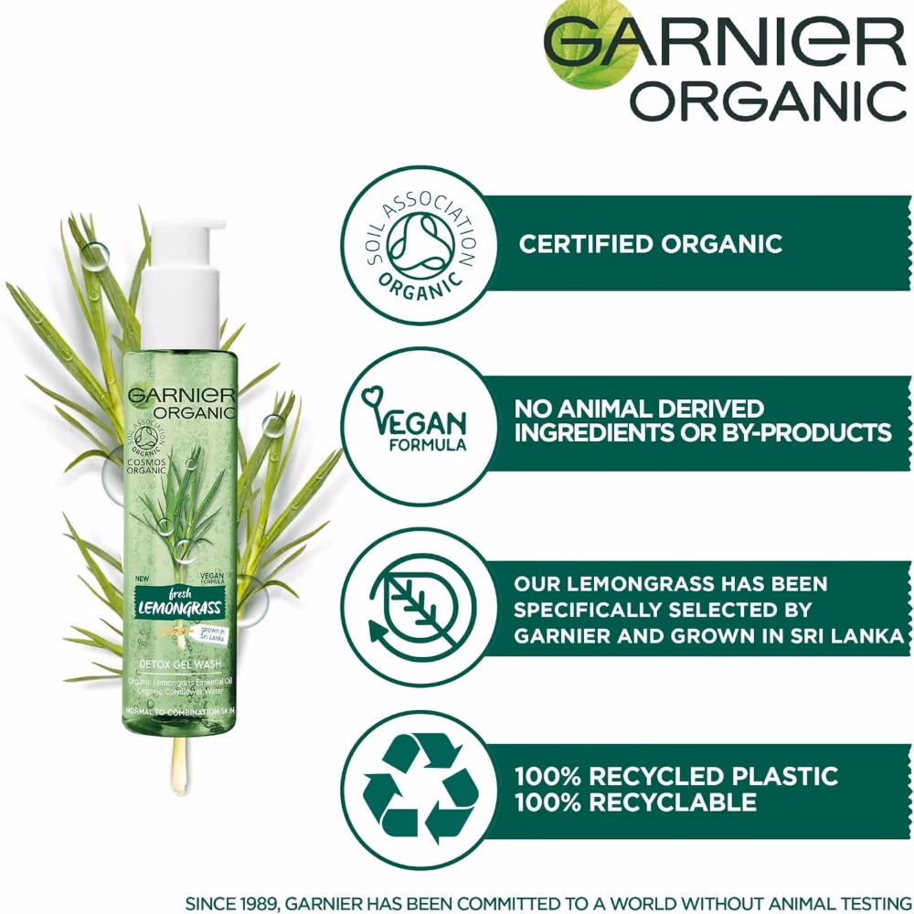 Garnier Organic Fresh Lemongrass Gel Wash 150ML 3