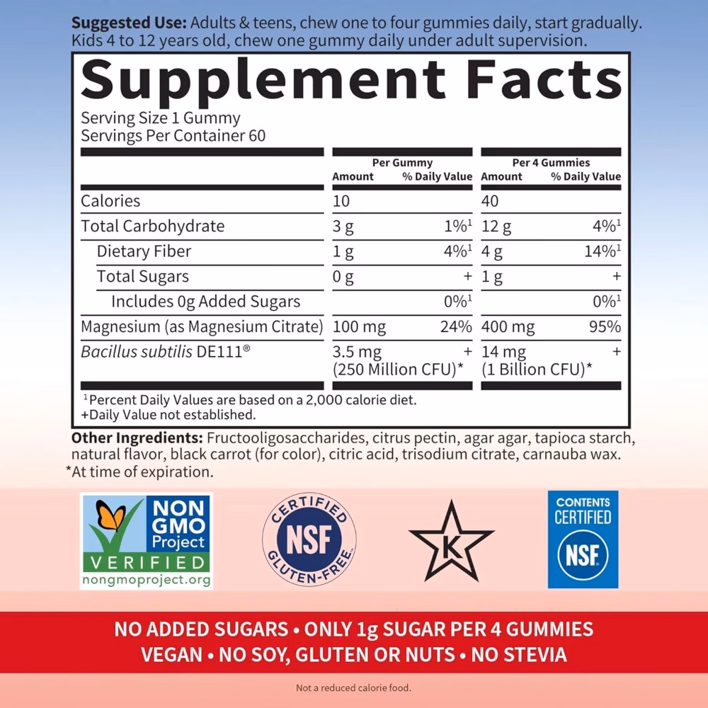 Garden of Life Magnesium with Prebiotics and Probiotics 60 Gummies Raspberry 2