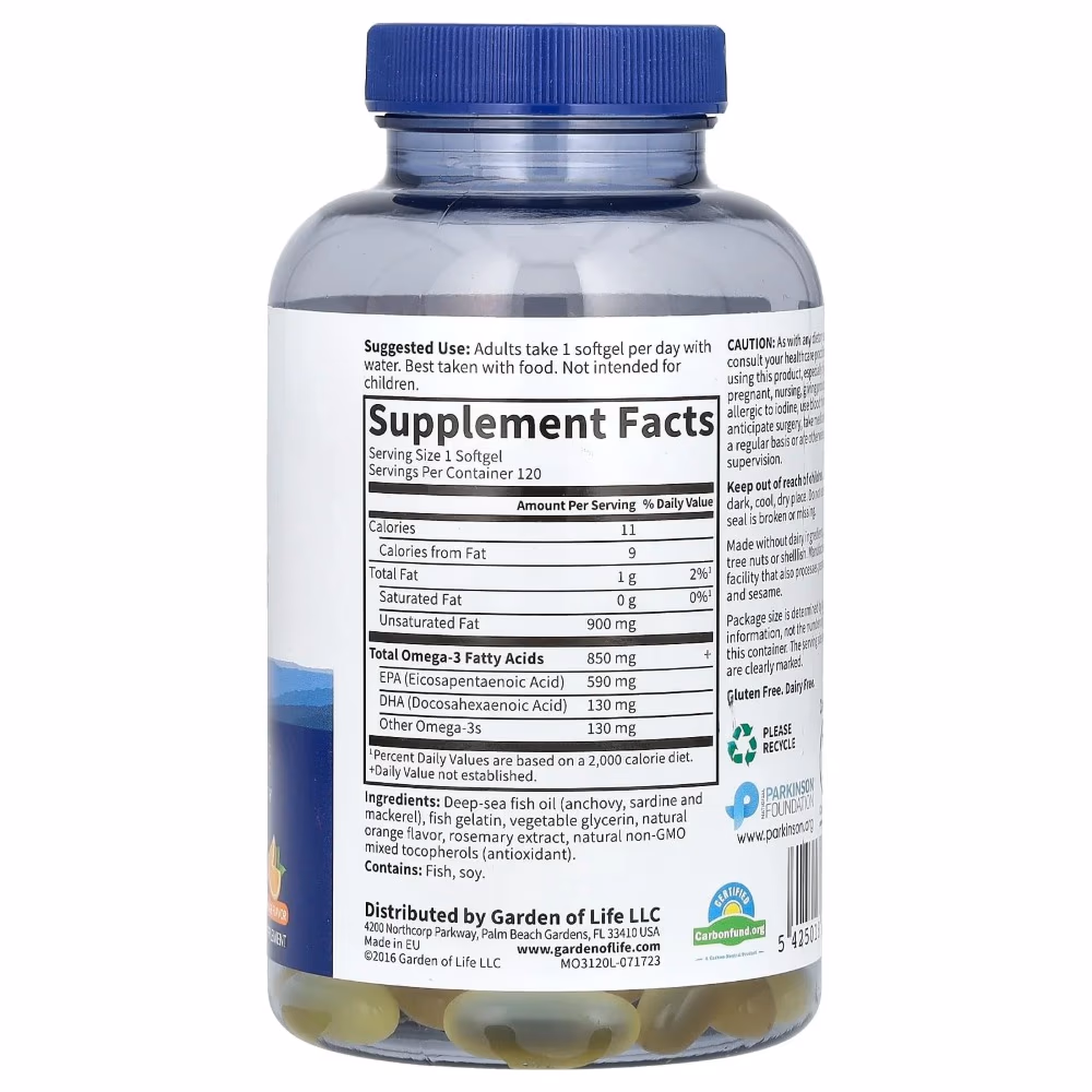 Garden of Life Omega-3 Fish Oil Orange 120 Softgels 2