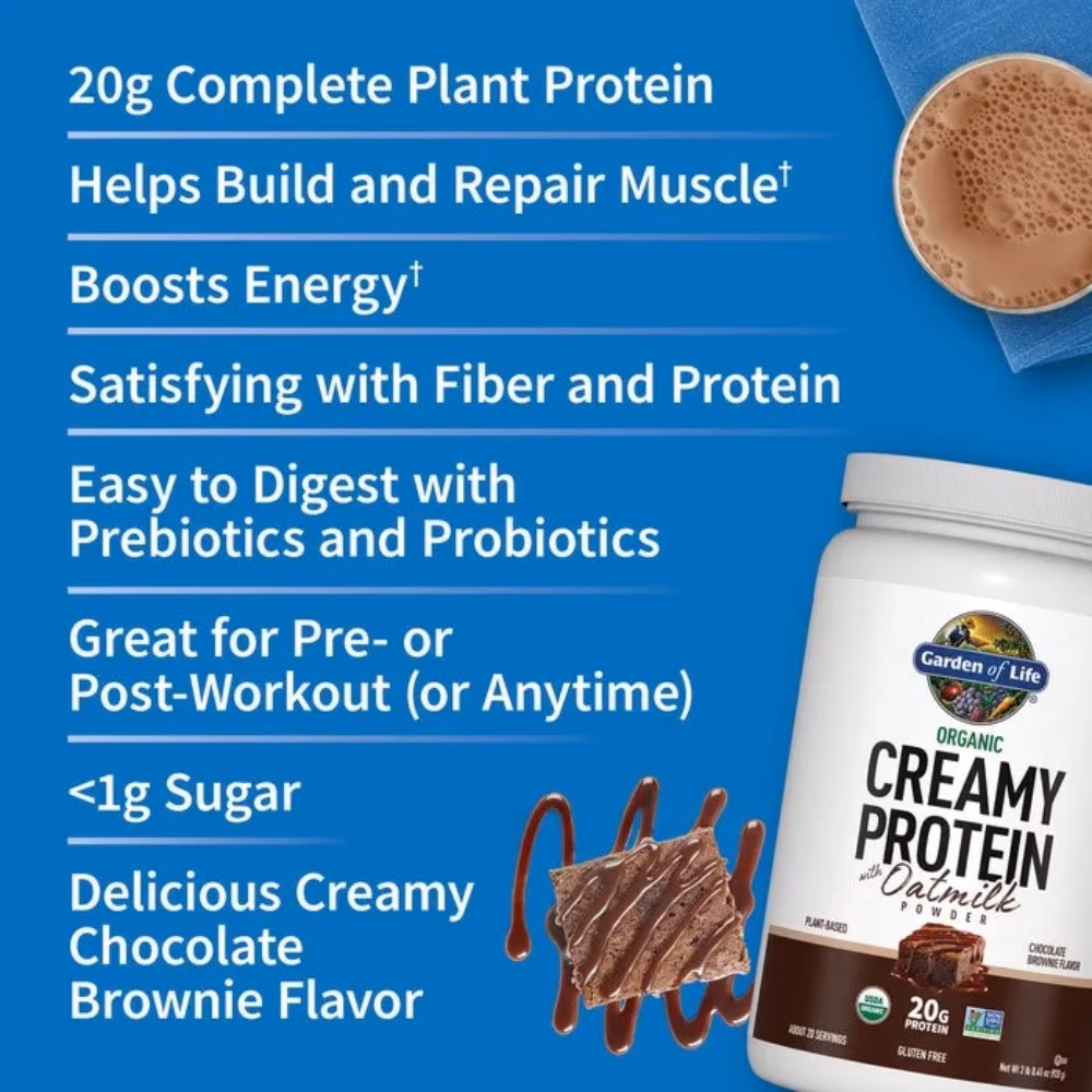 Garden of Life Organic Creamy Protein Oatmilk Powder Chocolate Brownie 920g 3