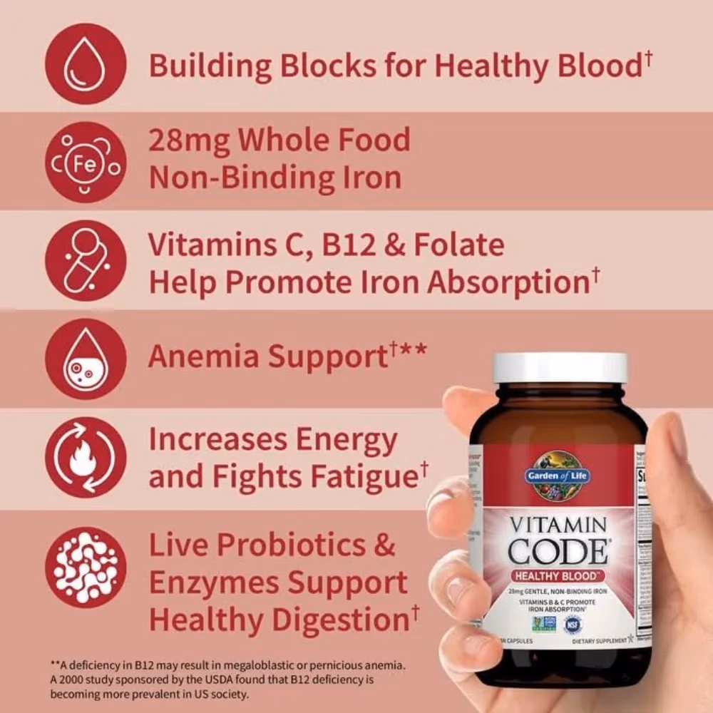 Garden of Life Vitamin Code Healthy Blood 60 Vegan Capsules 3