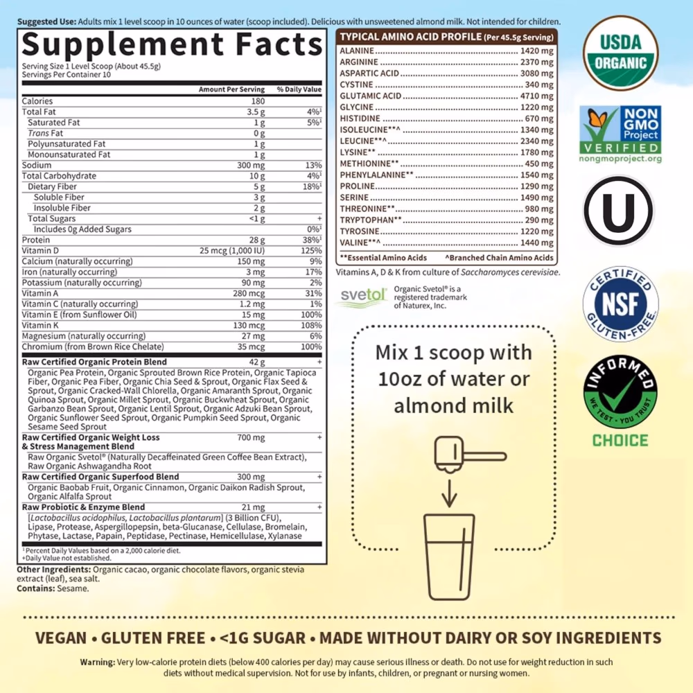 Garden of Life Raw Organic Fit Vegan Protein Powder Chocolate 455g 2