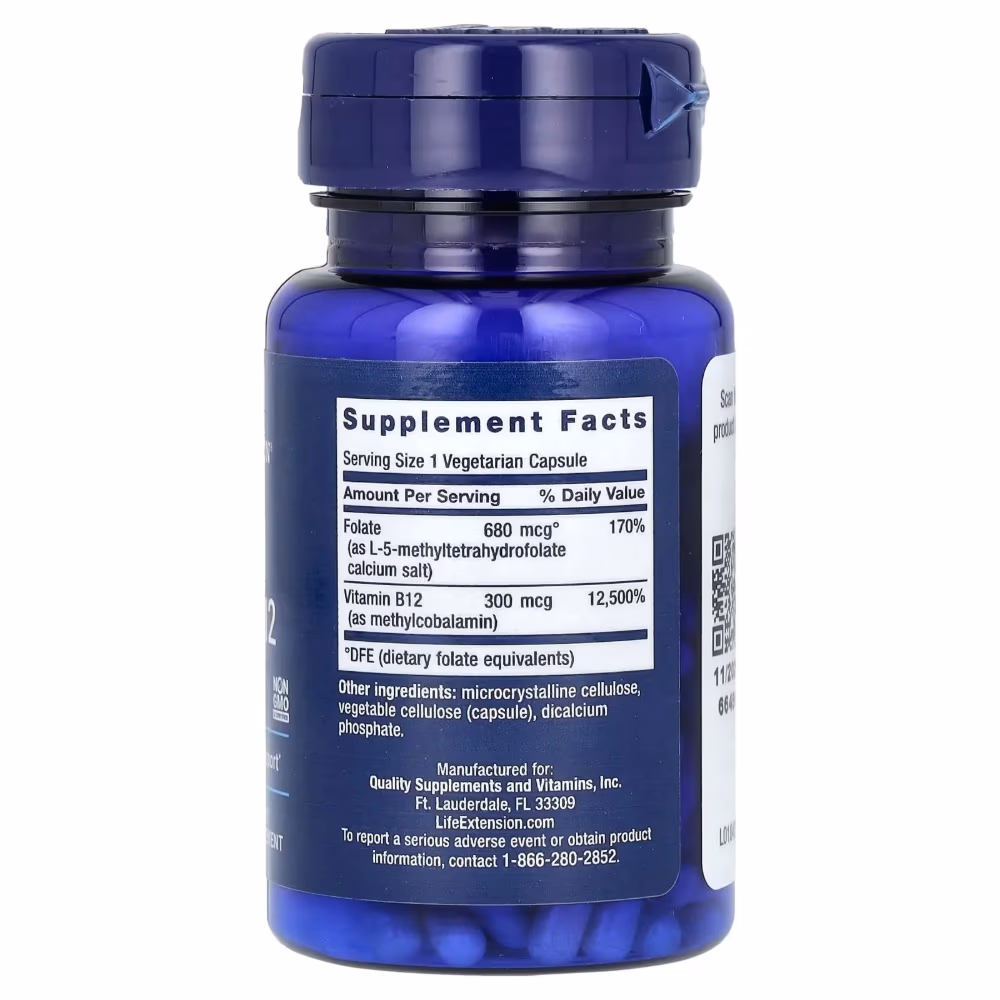  Life Extension Folate & Vitamin B12 90 Veg Caps 3