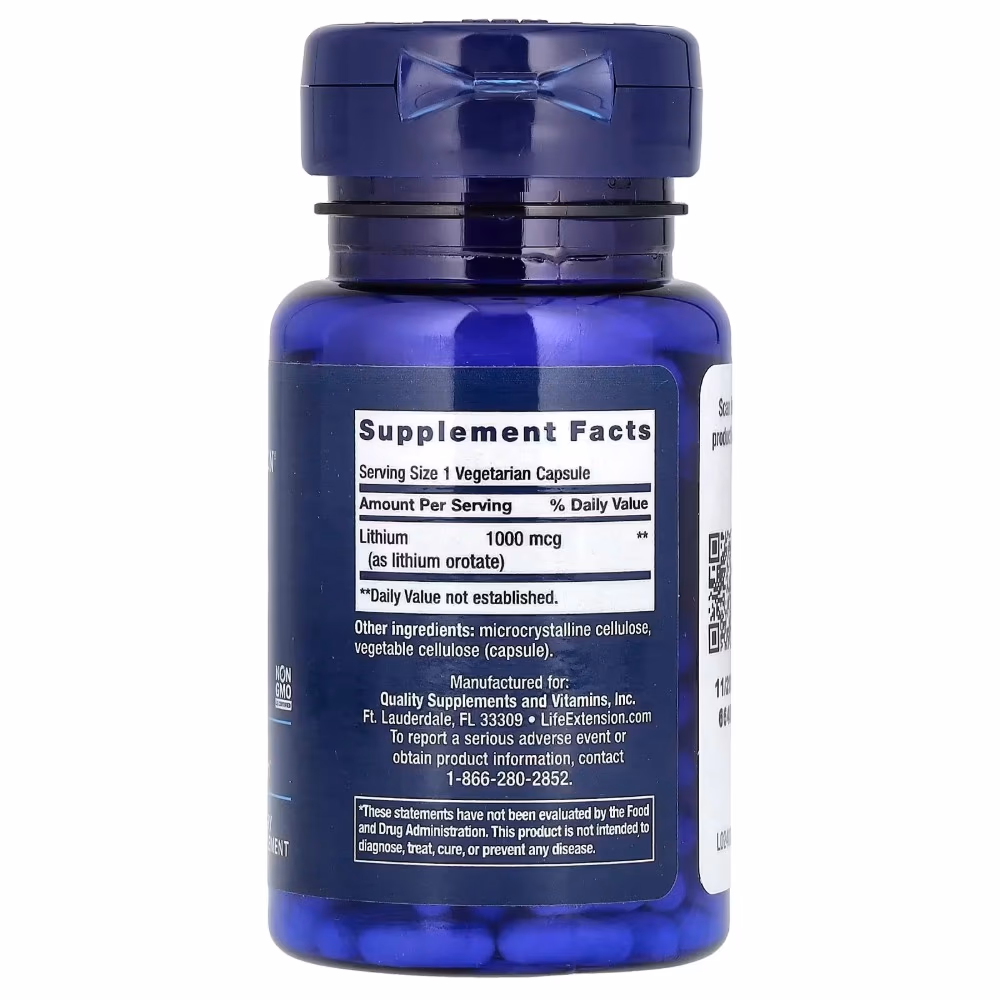 Life Extension Lithium 1000mg 100 Veg Capsules 2