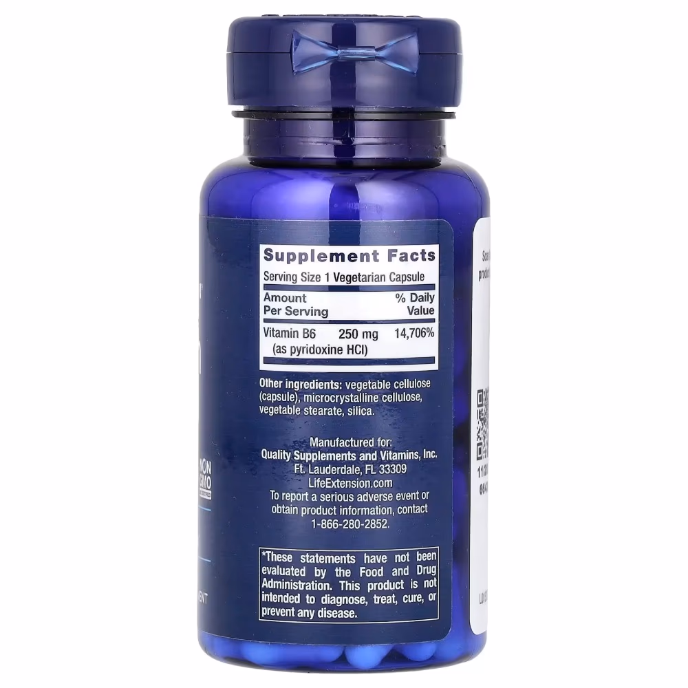  Life Extension Vitamin B6 250mg 100 Veg Capsules 2