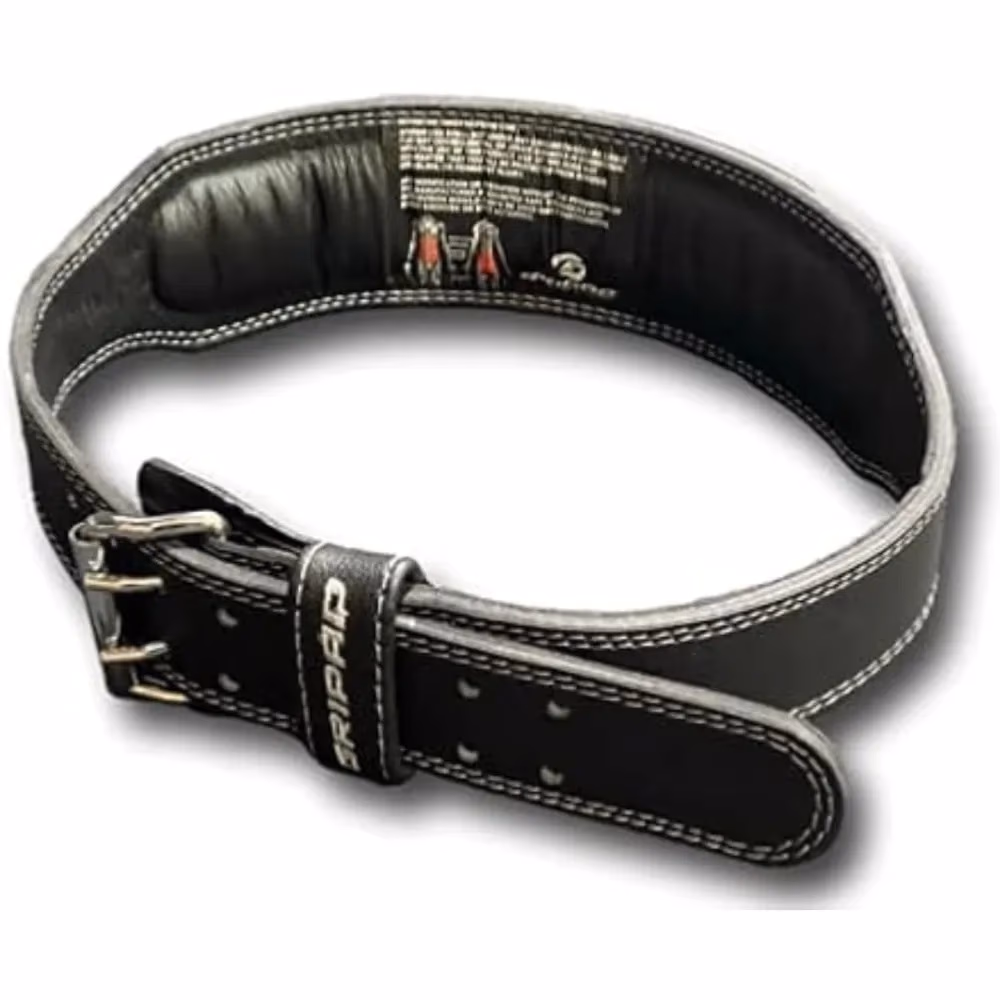 Gripad Leather Weightlifting Belt - Black and White - Medium 3