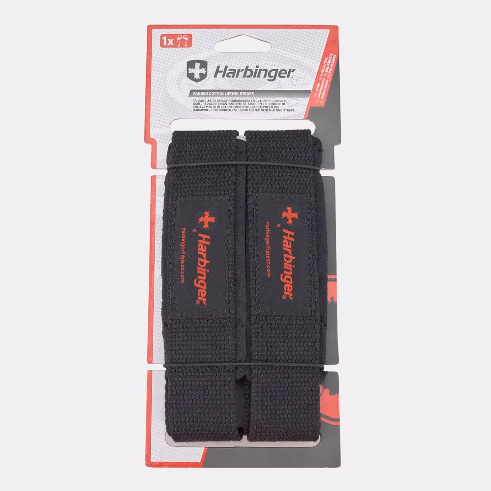 Harbinger Padded Cotton Lifting Straps - Black/Red 3