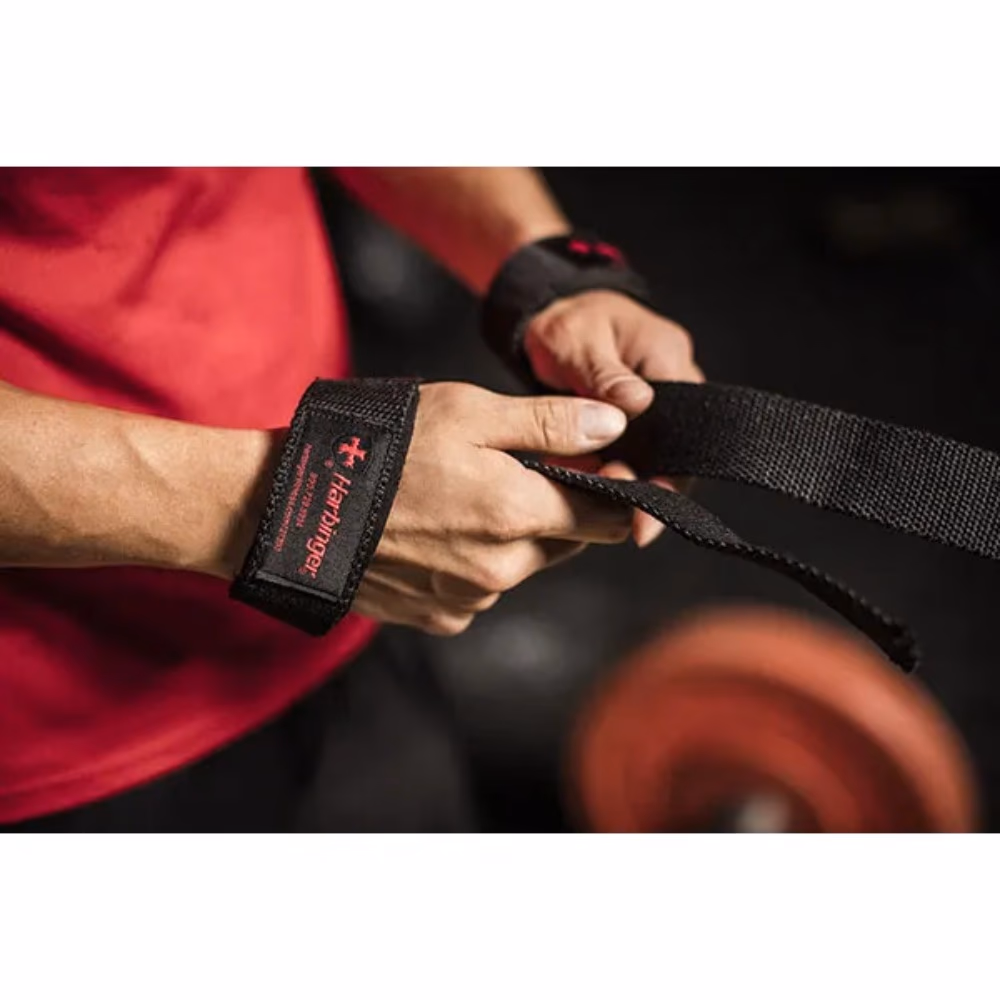 Harbinger Padded Cotton Lifting Straps - Black/Red 4