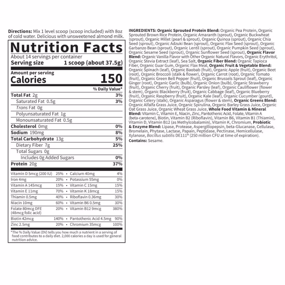 Garden of Life RAW Organic Meal Replacement 2LB Vanilla 2