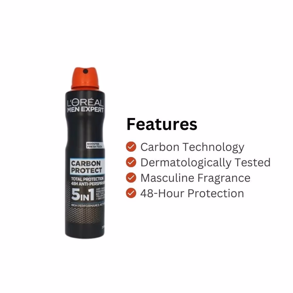 L'Oréal Men Expert Carbon Protect 48H Deodorant Spray 150ml 2