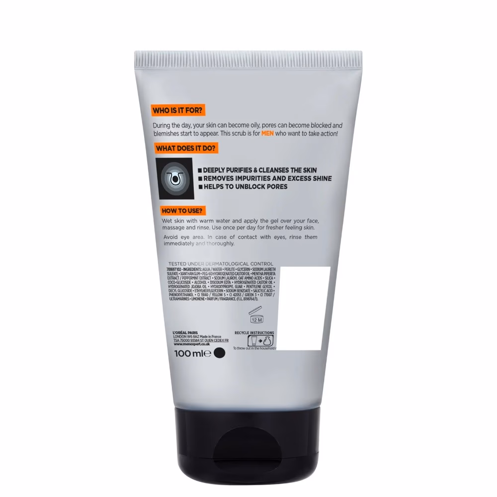 L'Oréal Men Expert Hydra Energetic Deep Exfoliating Face Scrub 100ml 3
