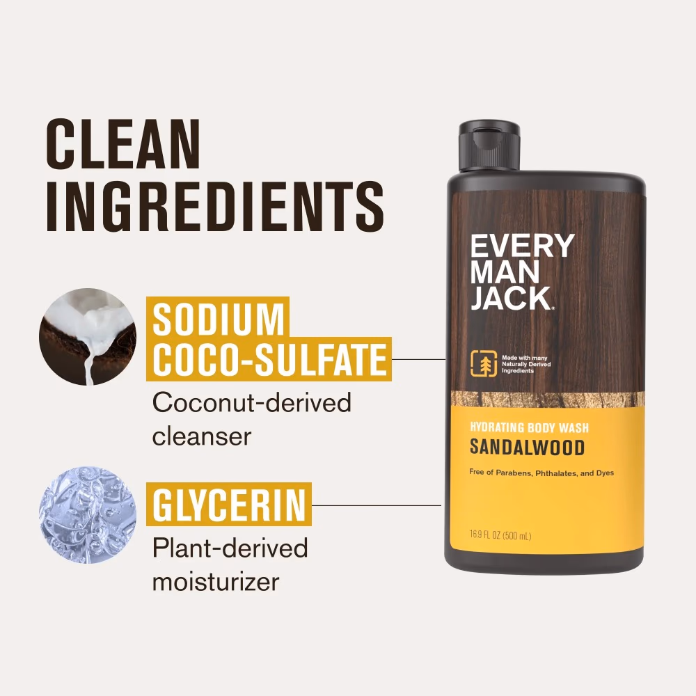 Every Man Jack Body Wash & Shower Gel – Sandalwood 500ml 3