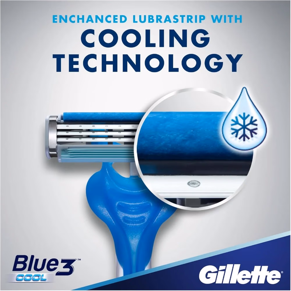Gillette Blue3 Cool Disposable Razor 6+2 Free 2