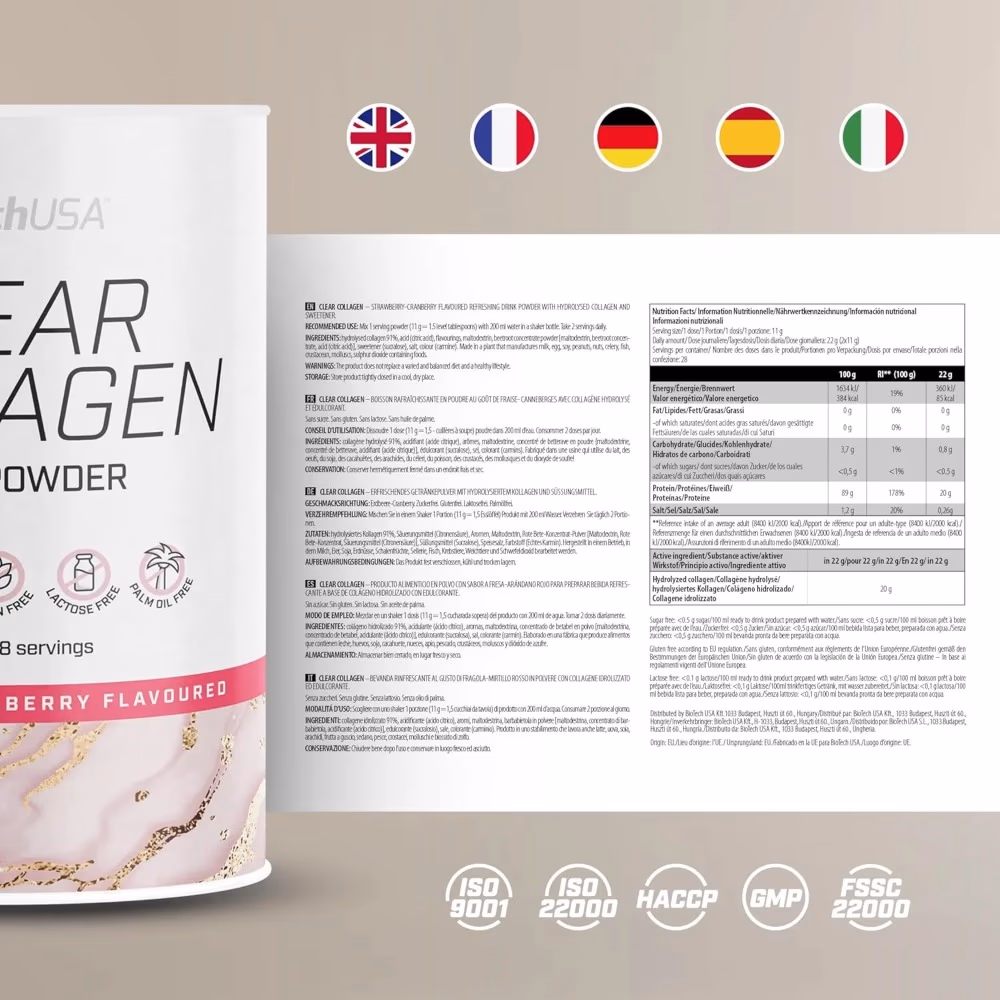 BioTechUSA Clear Collagen Strawberry Cranberry 308g 4
