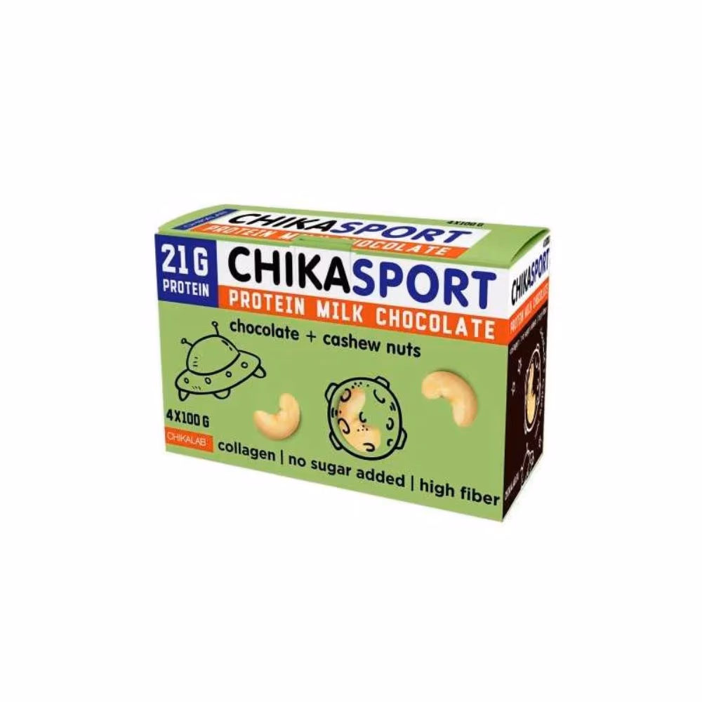 Chikalab Chikasport Bar Chocolate Cashew 100g – High-Protein Chocolate Bar with Cashew Pieces 2