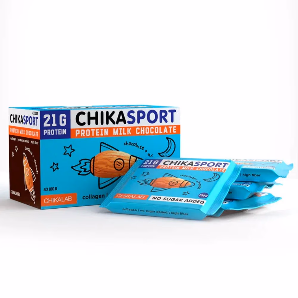Chikalab Chikasport Bar Chocolate Almond 100g – High-Protein Chocolate Bar with Almond Pieces 2