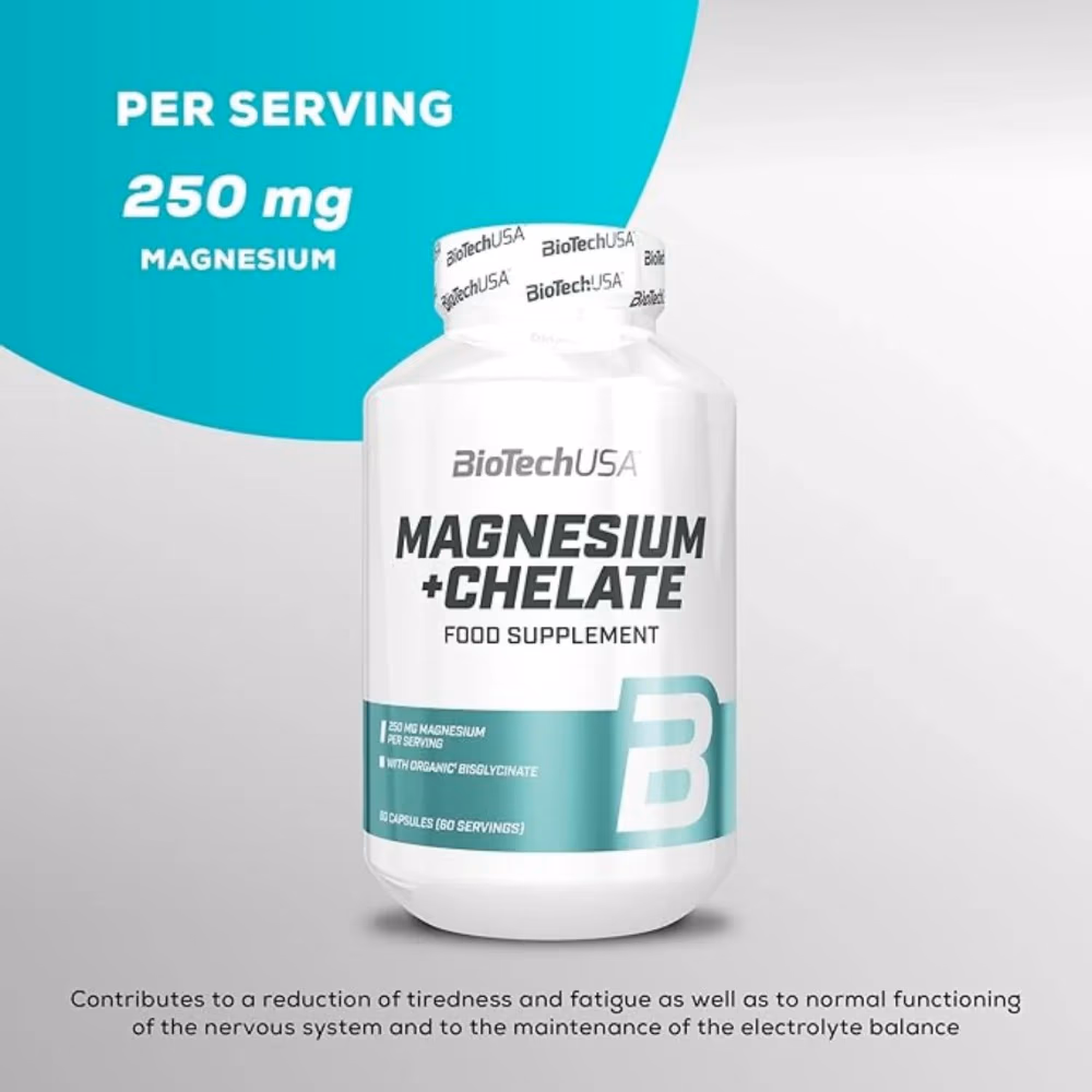 BioTechUSA Magnesium + Chelate 60 Capsules: Highly Absorbable Magnesium for Muscle, Nerve & Energy Support 2