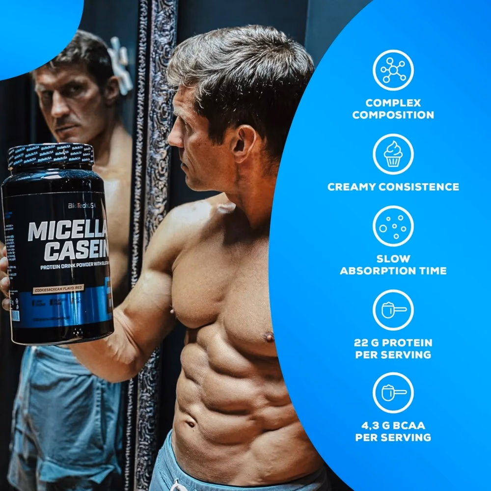 BioTechUSA Micellar Casein Vanilla 908g: Slow-Release Protein for Nighttime Muscle Recovery 3