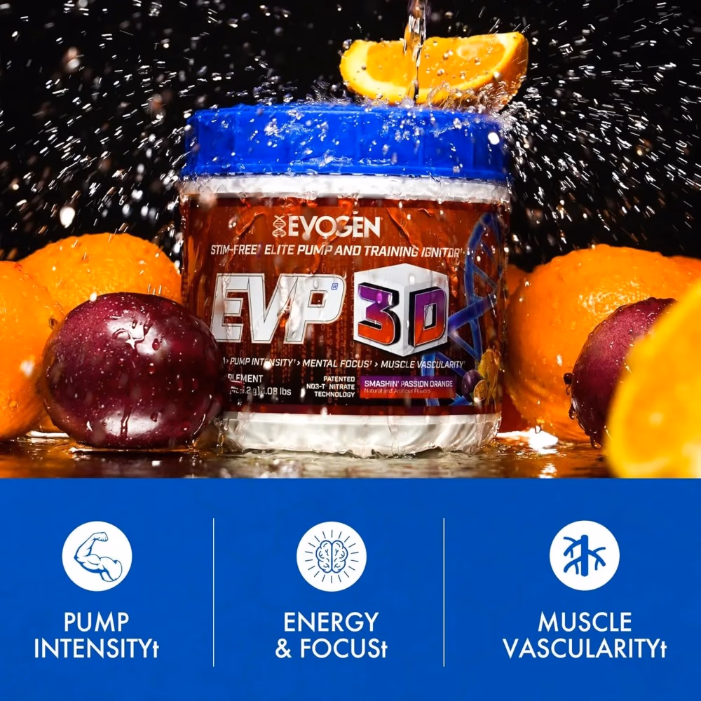 Evogen EVP 3D Non-Stim Pre-Workout 465g – Smashin Passion Orange 3