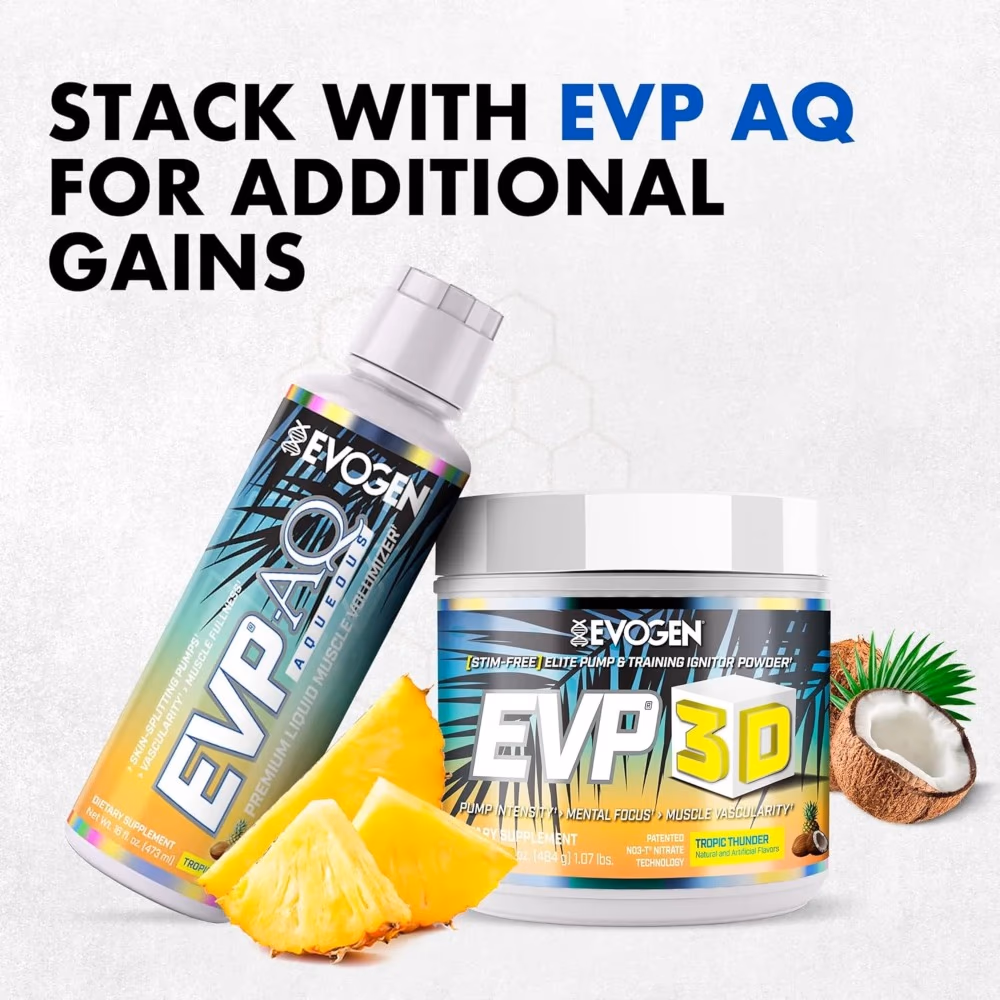 Evogen Nutrition EVP-3D Stimulant Free Pre-Workout 484gm - Tropic Thunder Flavor 5