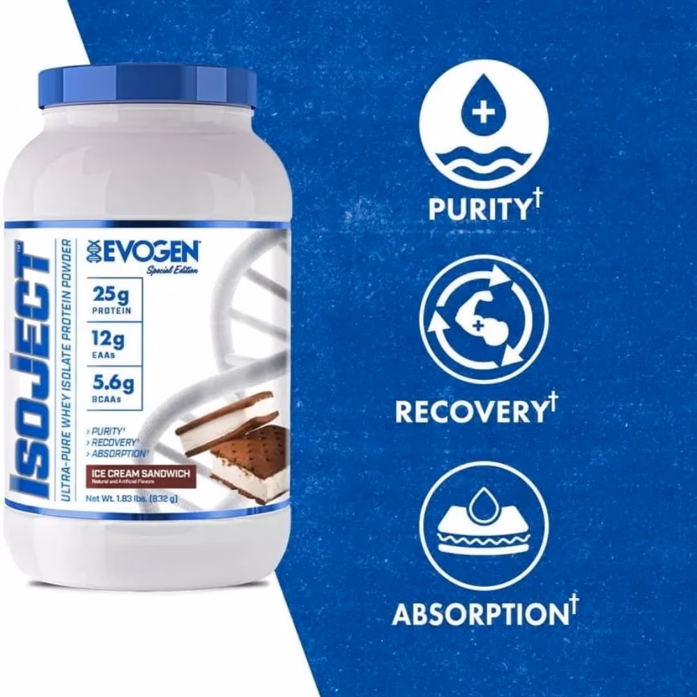 Evogen Isoject Pure Whey Isolate Protein Powder (Ice Cream Sandwich) - 1.83lbs 4