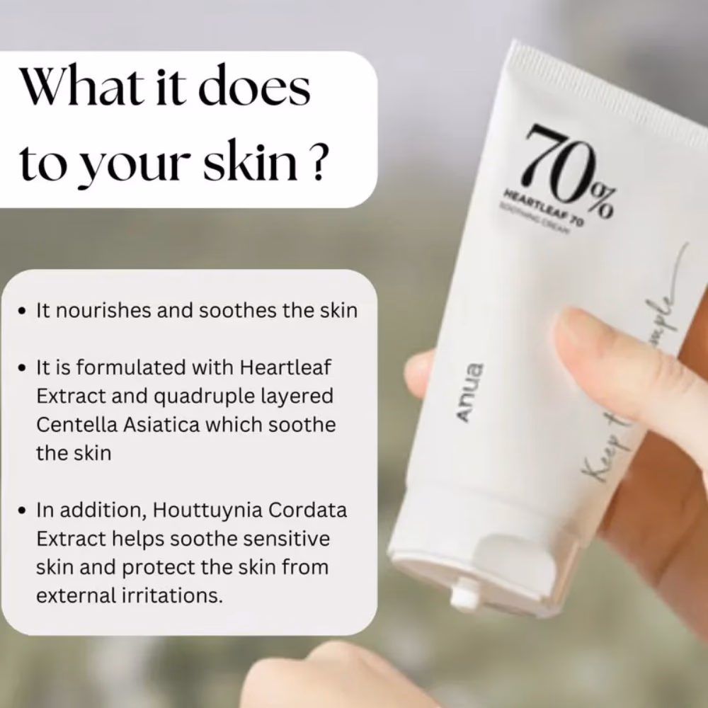Anua Heartleaf 70 Soothing Cream 100ml - Calming Cream With 70% Heartleaf Extract To Soothe And Hydrate Skin. 5