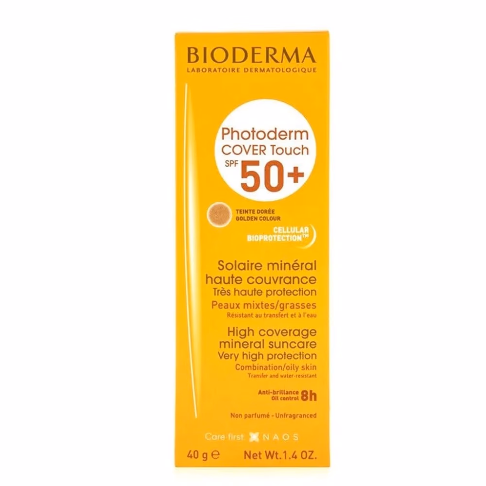 Bioderma Photoderm Cover Touch Mineral Sunscreen SPF 50+ 40g | Tinted Mineral Sunblock for Sensitive & Acne-Prone Skin | Mattifying High Protection 4