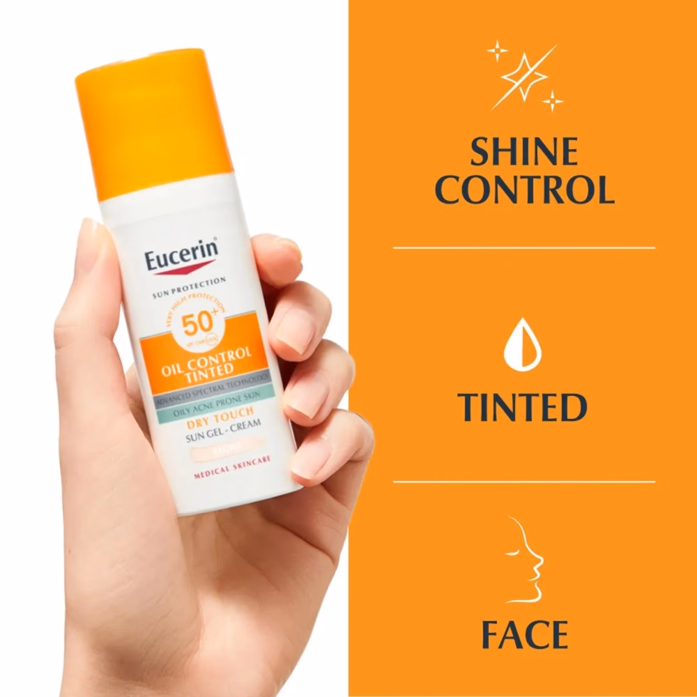 Eucerin Oil Control Tinted Dry Touch Face Cream SPF 50+ 50ml | Mattifying Sunscreen for Oily & Acne-Prone Skin | High UVA/UVB Protection 3