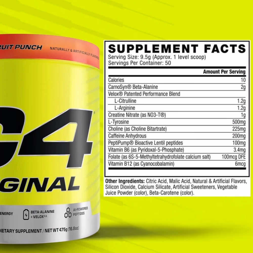 Cellucor C4 Original Fruit Punch 50 Servings – Pre-Workout Supplement 4