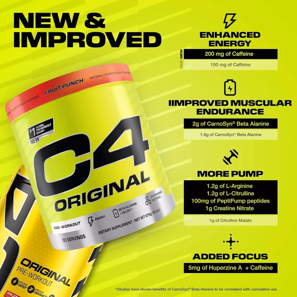 Cellucor C4 Original Fruit Punch 50 Servings – Pre-Workout Supplement 3