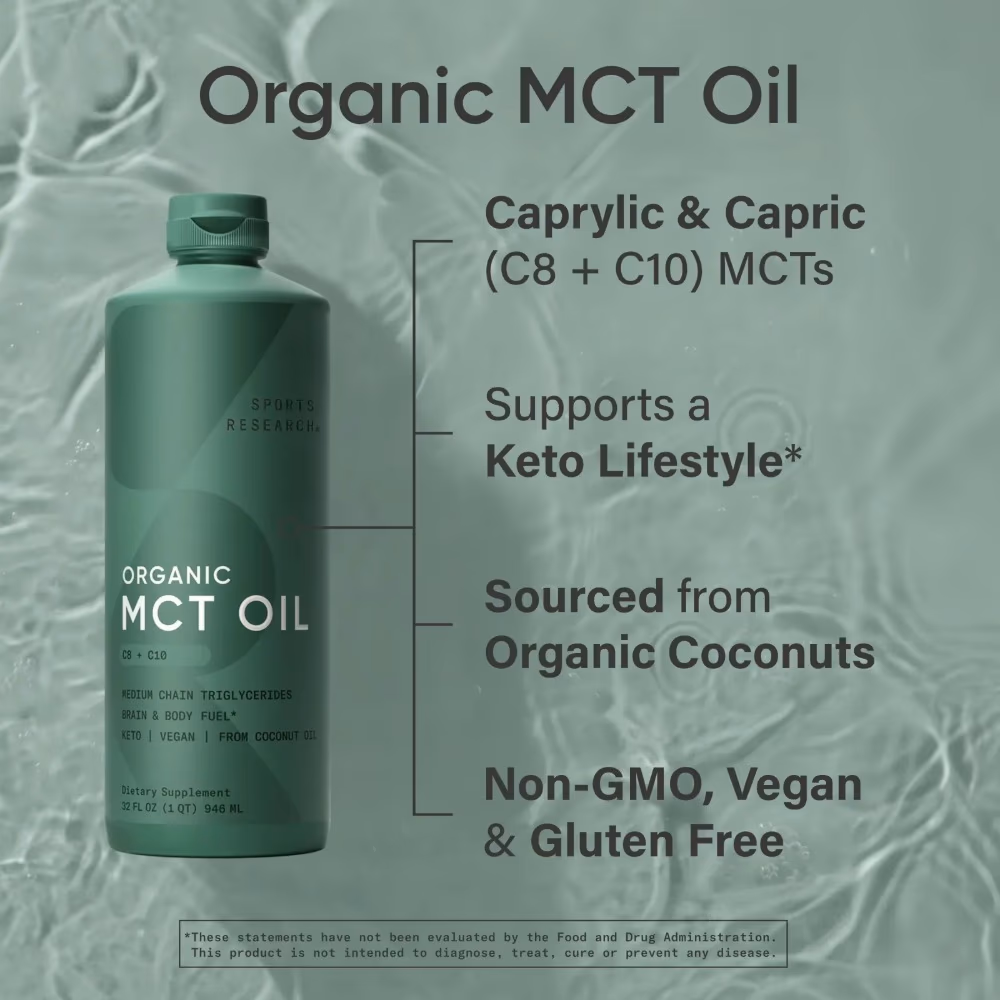 Sports Research Organic MCT Oil 946ml – Keto-Friendly Dietary Supplement 2