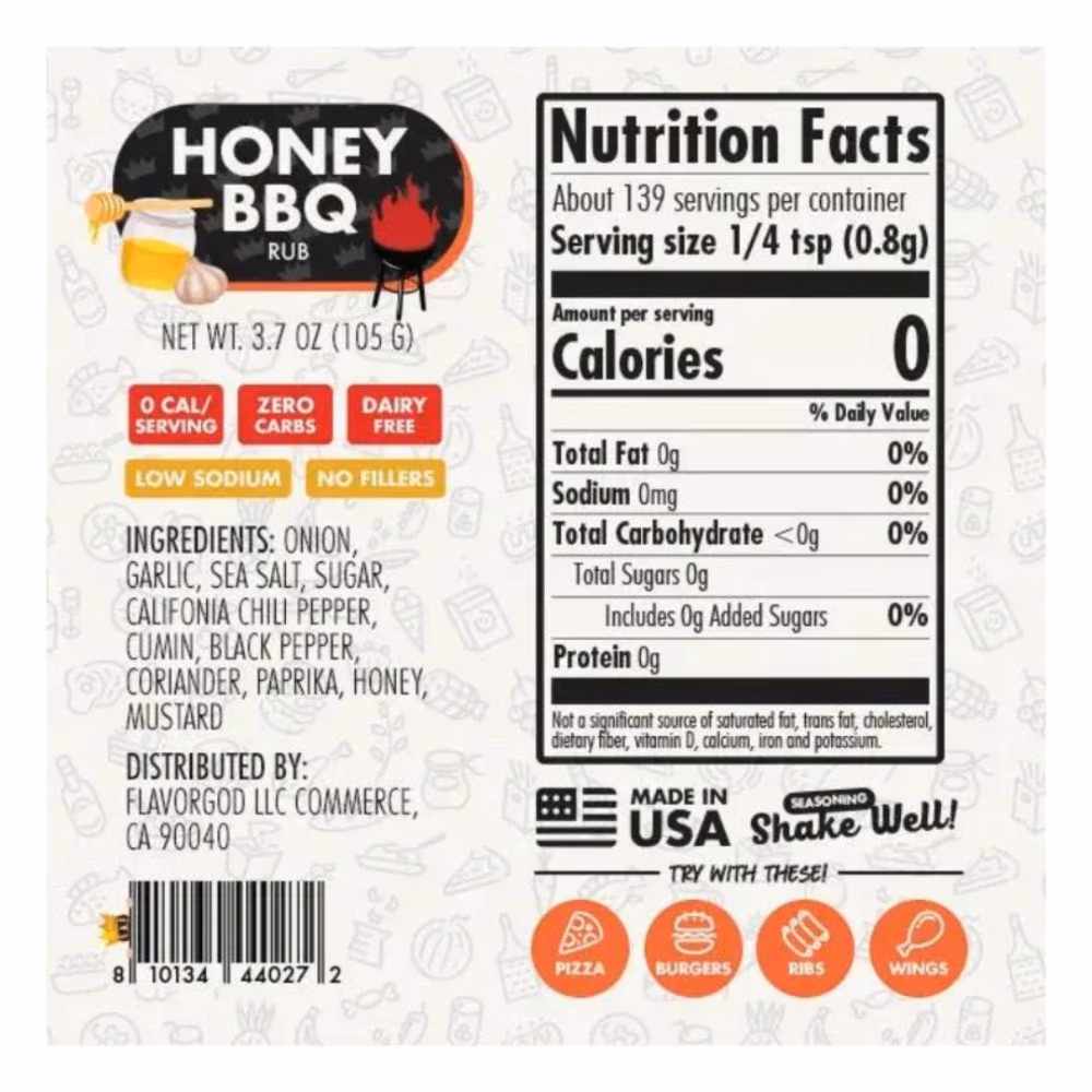 FlavorGod Spice Honey BBQ 105g 2