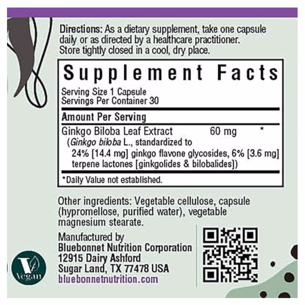 Bluebonnet Ginkgo Biloba 60 Veg Capsules 2
