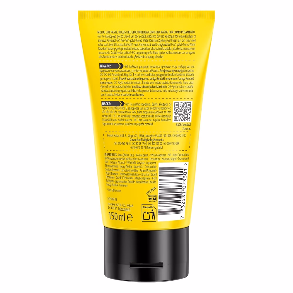 Schwarzkopf Got2b Glued Water Resistant Spiking Gel – 150ml | Extreme Hold Hair Gel for Spikes & Long-Lasting Styles 2
