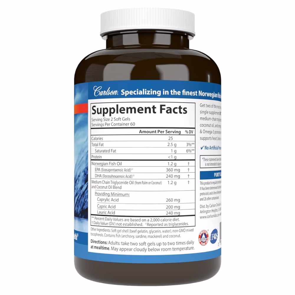 Carlson MCT Omega 3 Offer Pack 120 Softgels 2