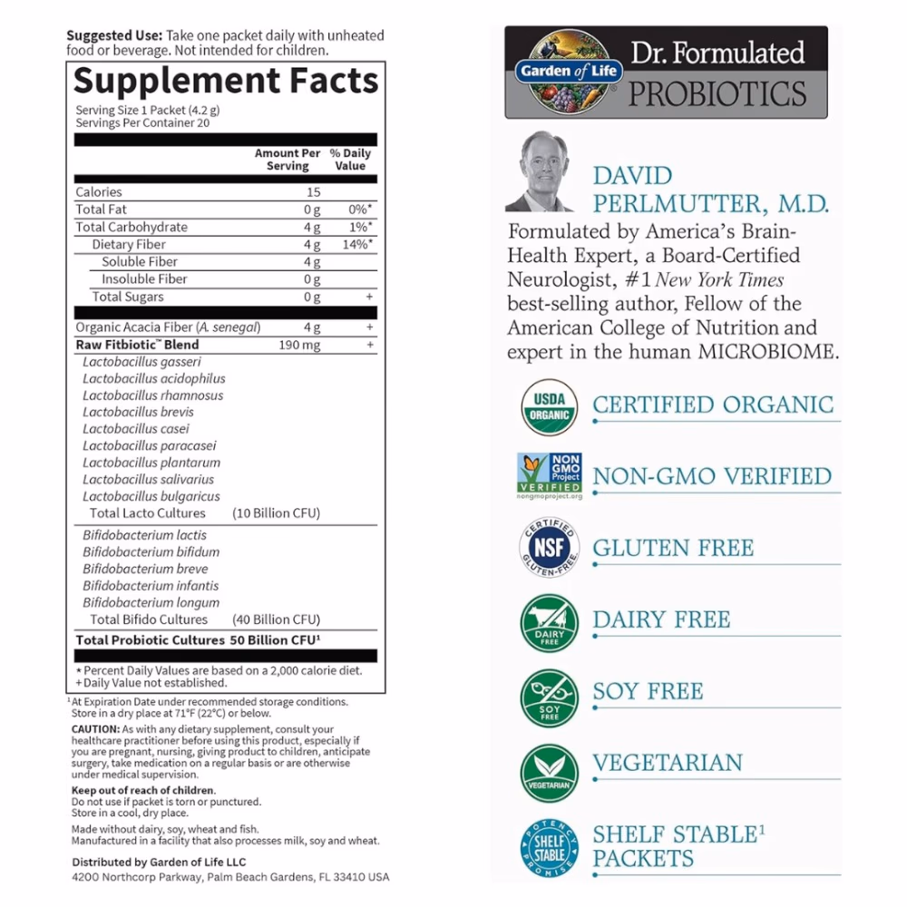 Garden of Life Dr. Formulated Fitbiotic 50 Billion CFU 20 Packets 2