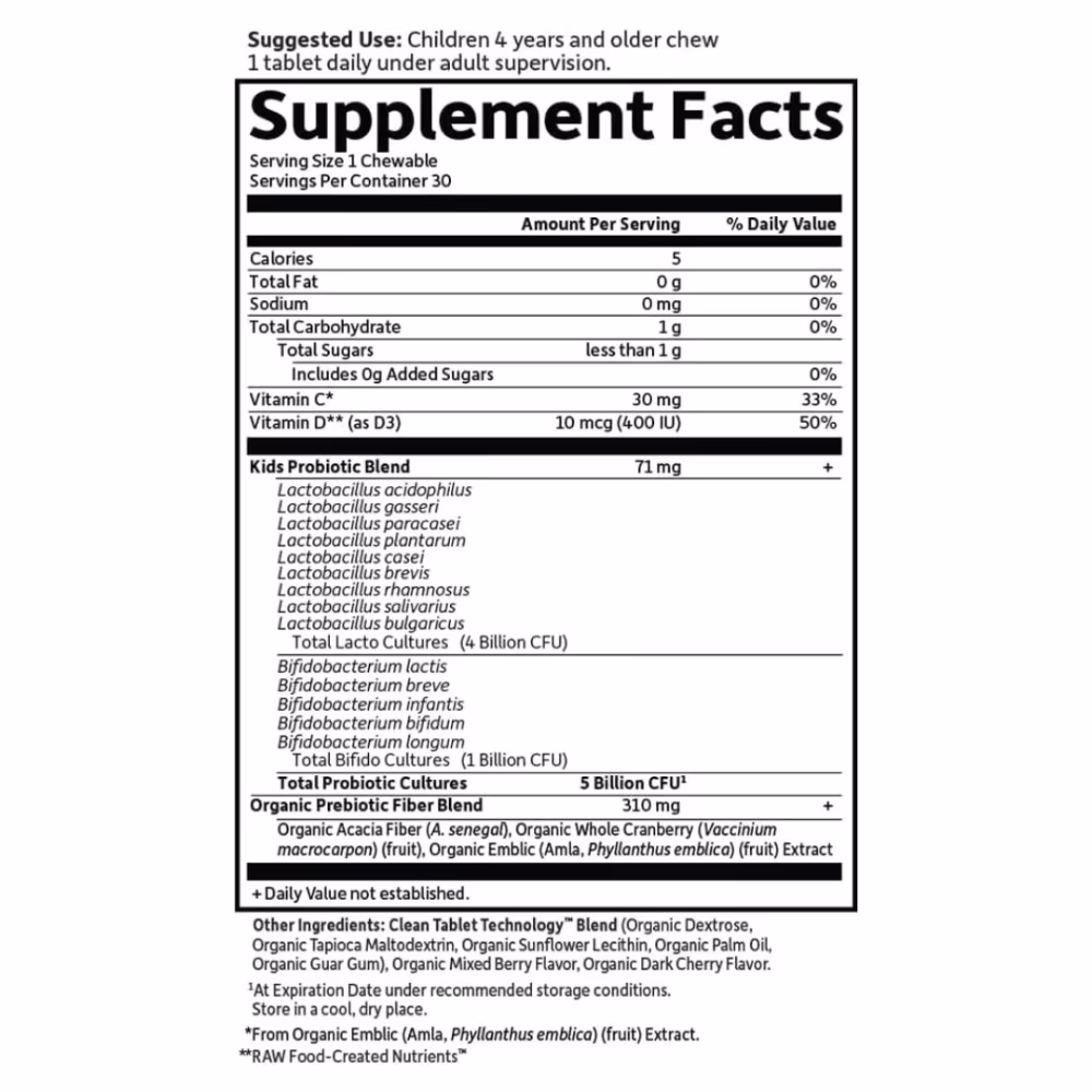 Garden of Life Dr. Formulated Probiotics Organic Kids+ 5B 30 Chewables - Berry Cherry 2