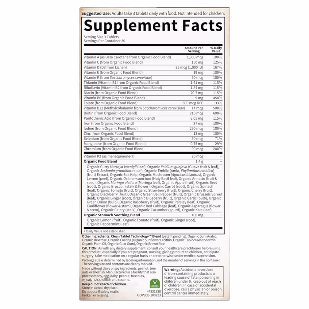 Garden of Life MyKind Prenatal Multi 90 Veg Tabs 4