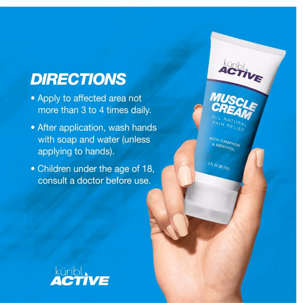 KURIBL ACTIVE MUSCLE PAIN RELIEF CREAM 88ML 2