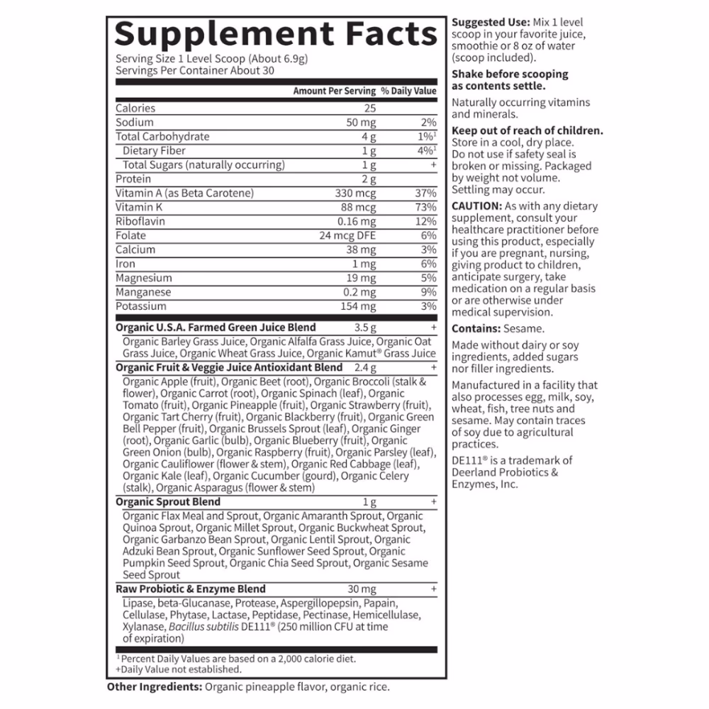Garden of Life Raw Organic Green Superfood 414g 2