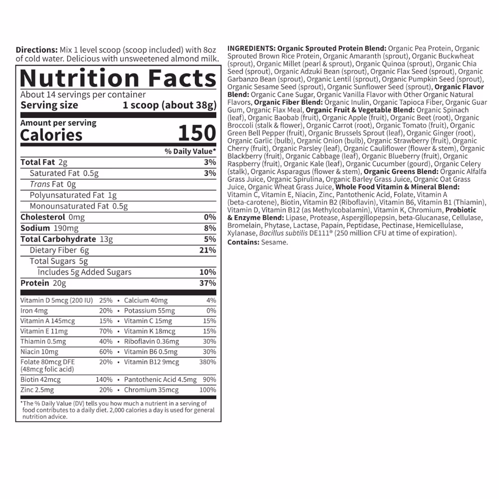 Garden of Life Raw Organic Meal Replacement – Lightly Sweet (14 servings) 4
