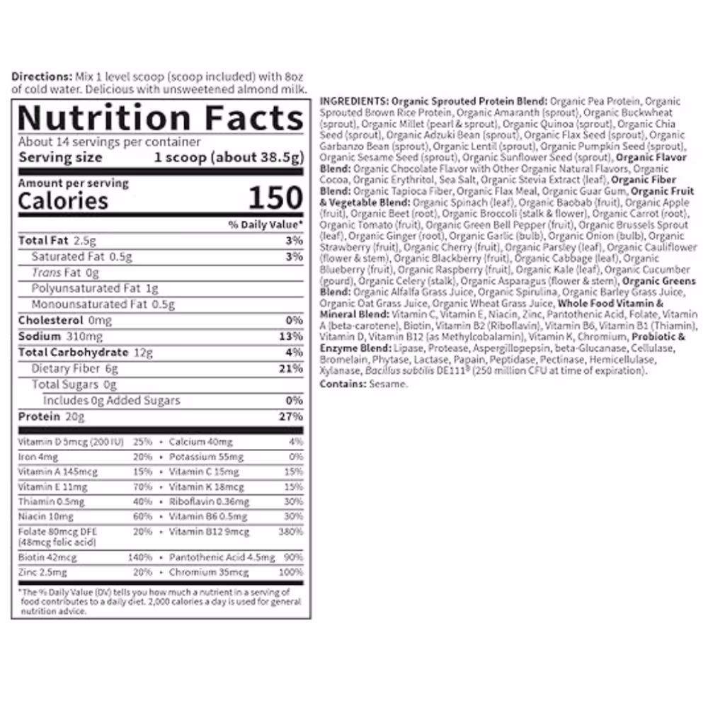 Garden of Life Raw Organic Meal Replacement 1lb - Chocolate 2