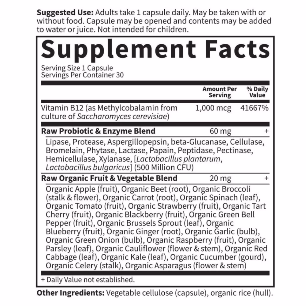 Garden of Life Vitamin Code Raw B12 30 Vegan Capsule 2