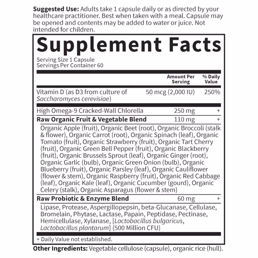 Garden of Life Vitamin Code Raw D3 2000IU 60 Vegetarian Capsules 2