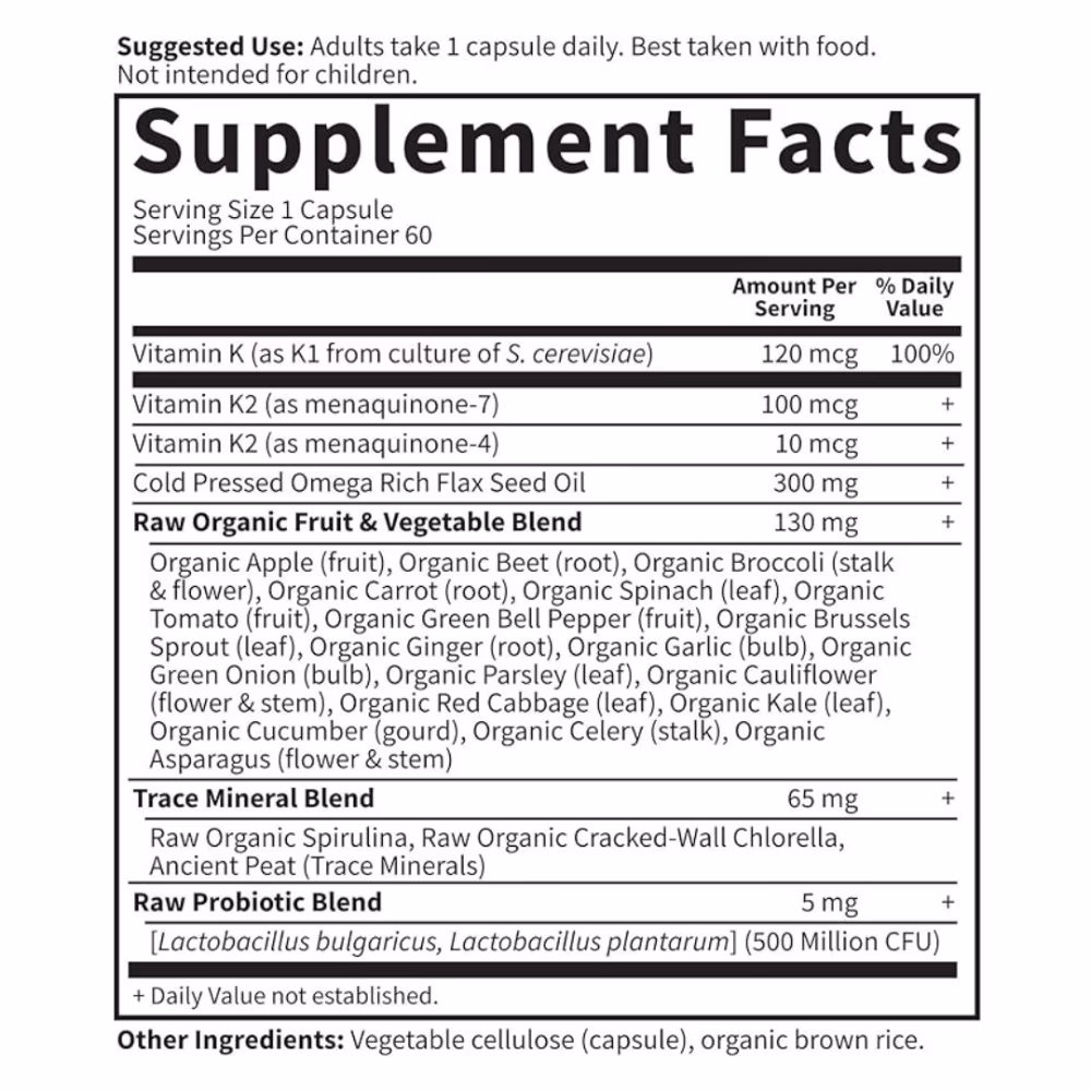 Garden of Life Vitamin Code Raw K Complex Vegan Capsules 2