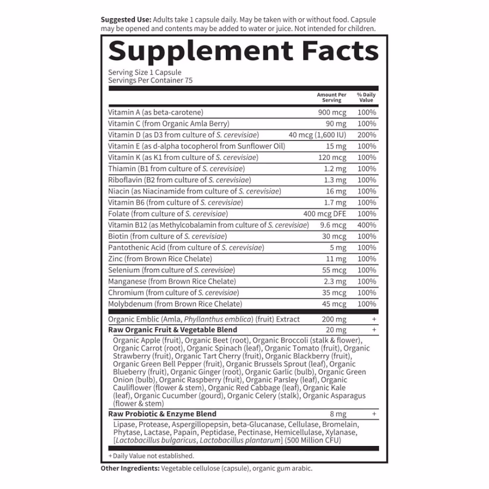 Garden of Life Vitamin Code Raw One for Men 75 Vegetarian Capsules 2
