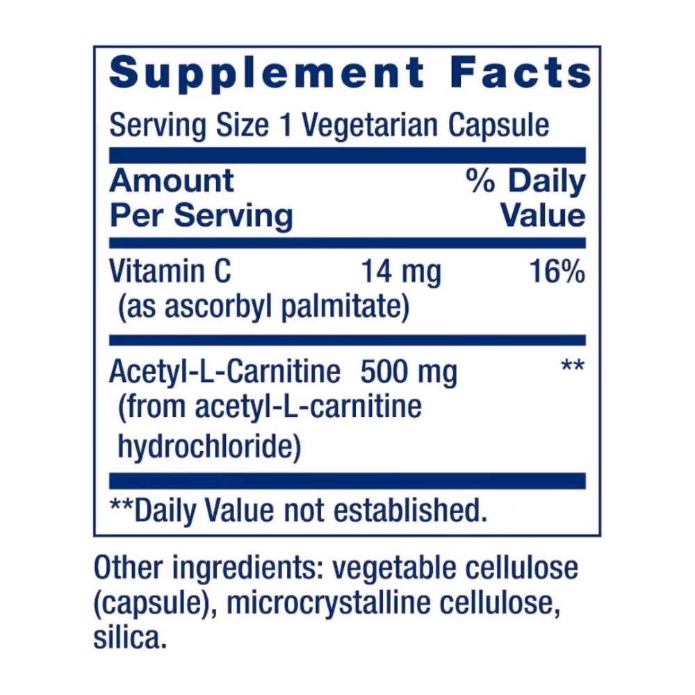 Life Extension Acetyl L-Carnitine 500mg- 100 Vegetarian Capsules 4